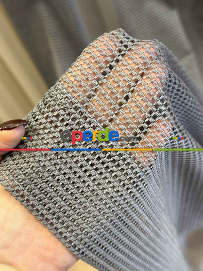 Oturma Odası - Gri Tül Perde, Ağır Gramajlı Premium Seri, Kurşunlu Tül