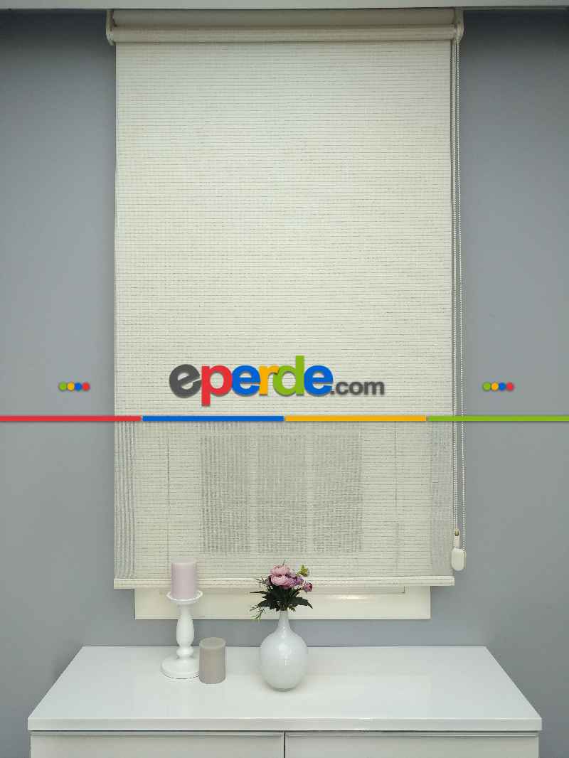 Çiftli Sistem Naturel Hasır Keten Tül Stor- Bej