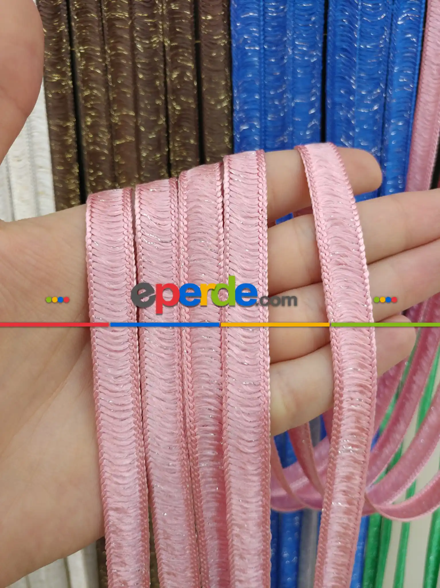 Oturma Odası - Pembe Rengi İp Perde İpek Duble Serisi- Pembe-gümüş