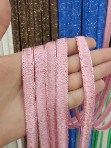 Mutfak İp Perde - Pembe Rengi İp Perde İpek Duble Serisi- Pembe-gümüş