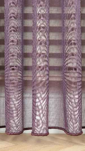 Keten Ekru Mor Degrade Geçişli Tül Perde, Ağır Gramajlı Premium Seri, Eteği Kurşunlu