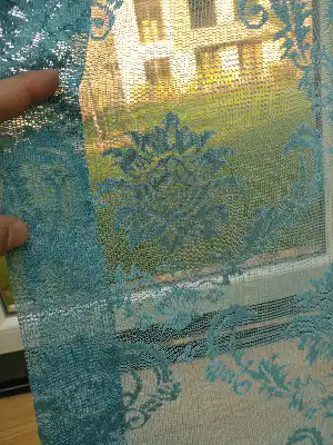 #üreticifirma Turkuaz Damask Desenli Tül Perde 1.kalite- Turkuaz
