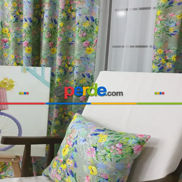 Çiçek Desenli Fon Perde K314 - Kumaşı Kalındır Duck Bezi Değildir- Gri-Füme-Antrasit-Sarı-Mor-Lila-Çok Renkli