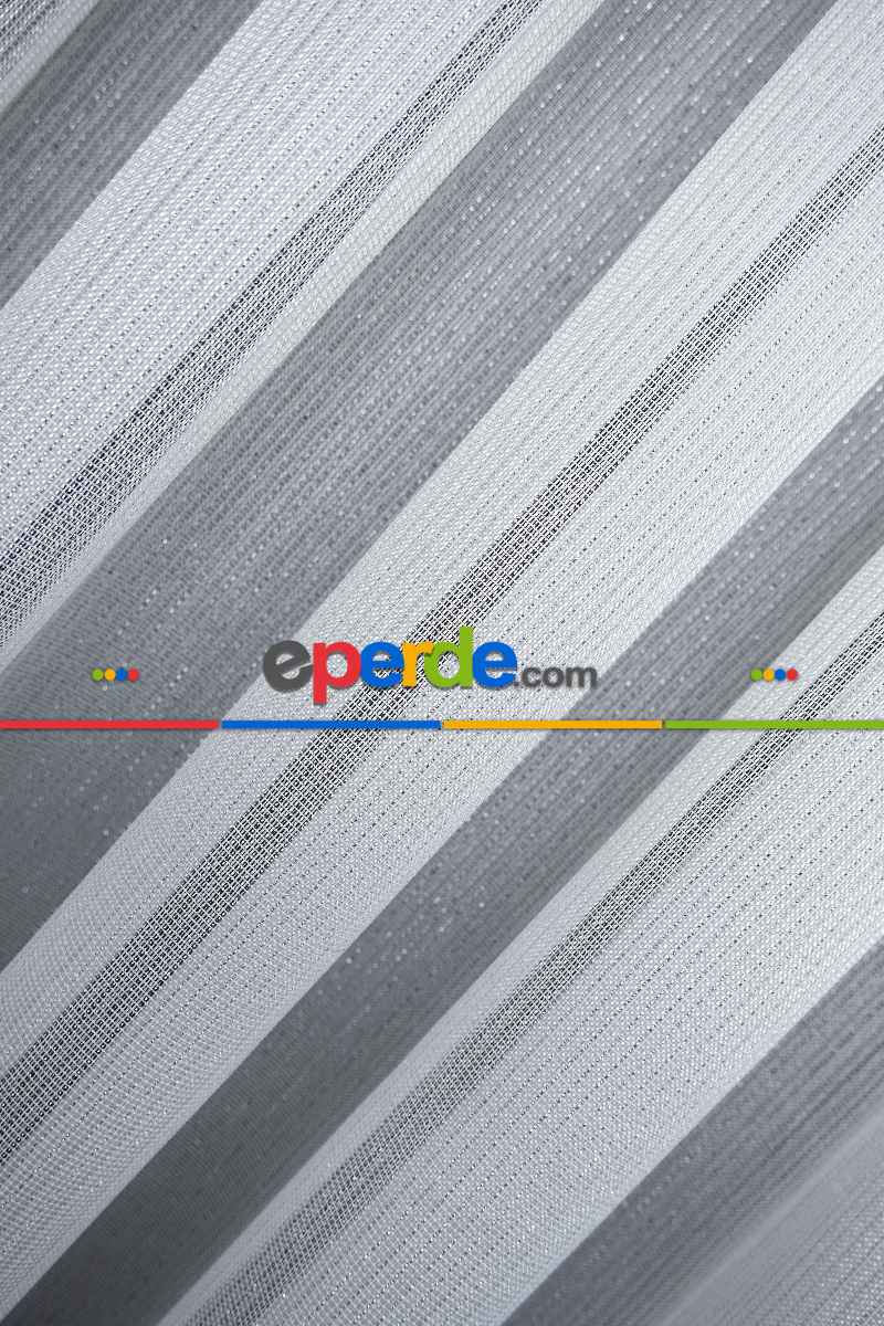 Gümüş Simli İnce Çizgili Gramajlı Dökümlü Kaliteli Tül Ekru