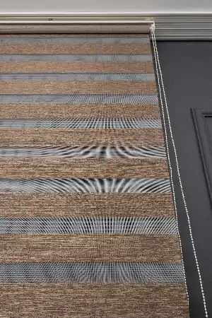 Kahverengi Extra Kalın Bambu Düz Zebra Perde