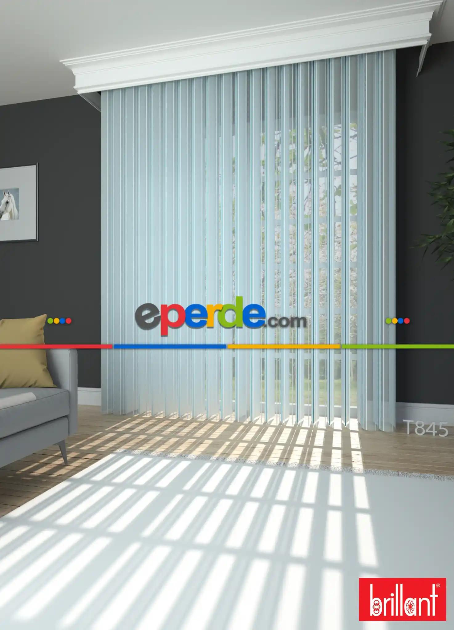 Brillant Akıllı Tül Perde Bebeksi Mavi Renkli Tül Dikey Zebra Perde Düz 1. Kalite