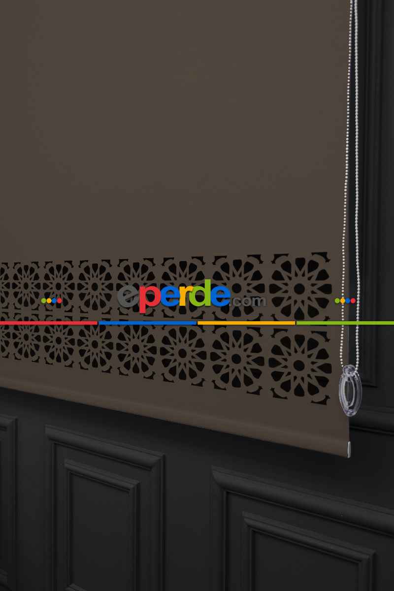 Kahverengi Lazer Kesim Mat Stor Perde (ister Düz - İster Lazer Kesimli Satın Alın)