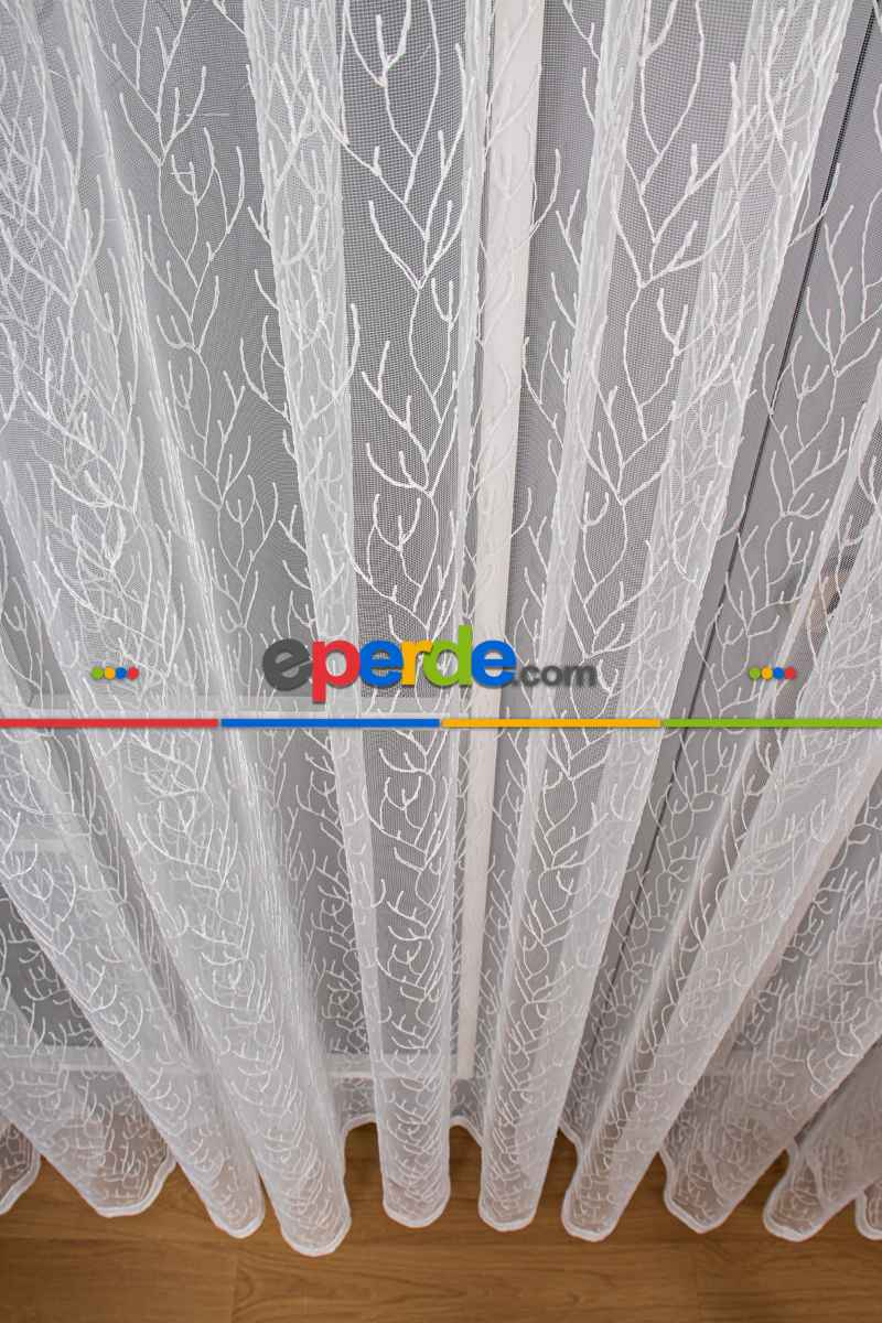 Yatak Odası - Kuru Dal Brode Tül Perde - Ekru