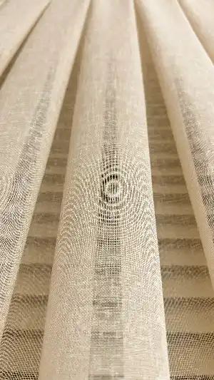 Yatak Odası Krem Rengi Naturel Keten Düz Tül Perde - Premium Kalite Serisidir, Eteği Kurşunludur.