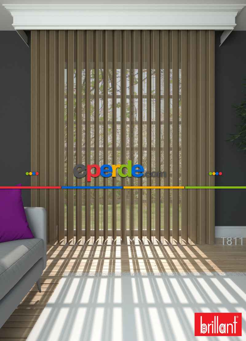 Brillant Akıllı Tül Perde Kahverengi Tül Dikey Zebra Perde Düz 1. Kalite