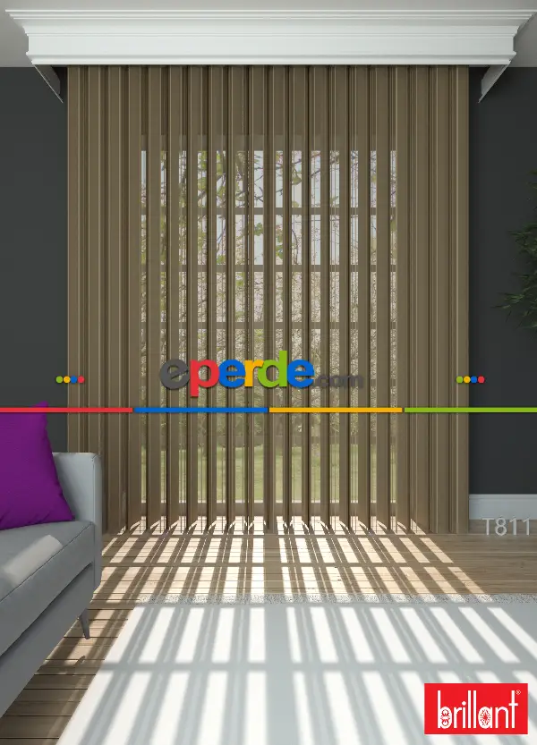 Brillant Akıllı Tül Perde Kahverengi Tül Dikey Zebra Perde Düz 1. Kalite