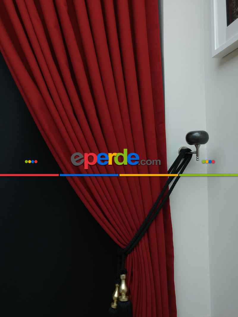 Düz Renk Dökümlü Fon Perde (150)- Kırmızı