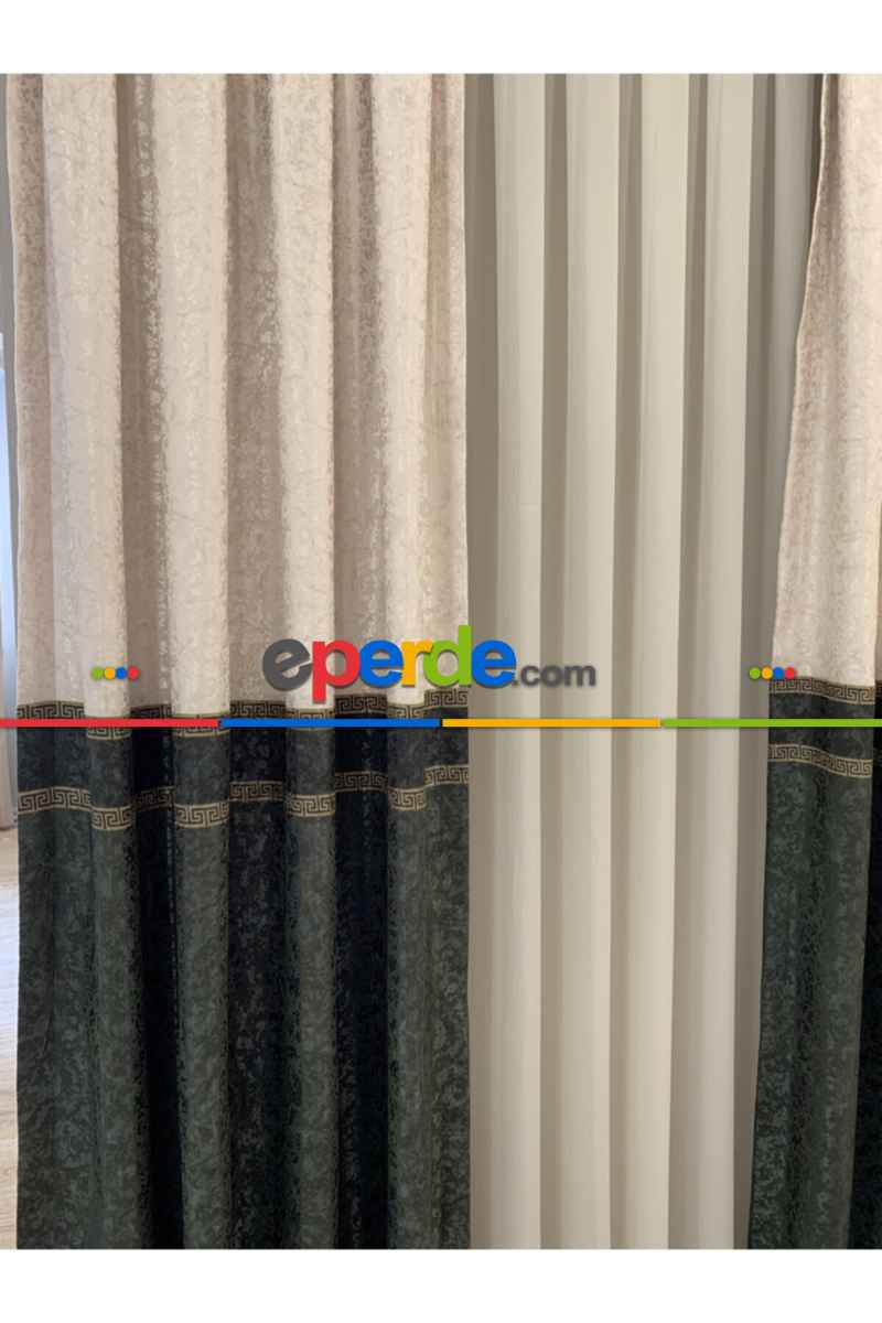 Brillant Fon Perde Yan Kanat Perde Koyu Yeşil Fon Perde Elitafon