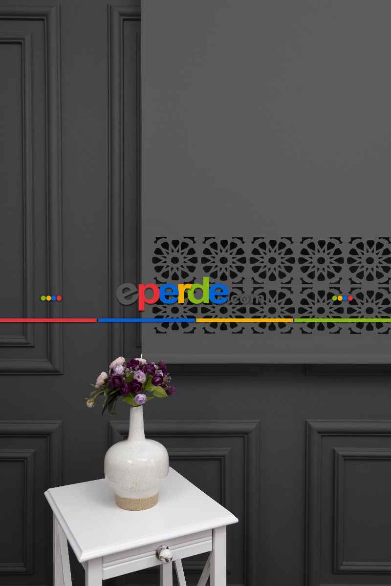 Koyu Gri Renk Lazer Kesim Mat Stor Perde (ister Düz - İster Lazer Kesimli Satın Alın)