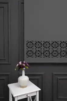 Koyu Gri Renk Lazer Kesim Mat Stor Perde (ister Düz - İster Lazer Kesimli Satın Alın)