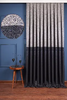 Yatak Odası Fon Perde - Vizon - Lacivert Pano Fon Perde