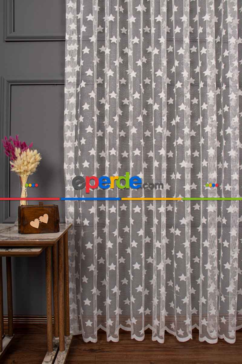 Bebek Odası -  Yıldız Desen Örme Tül Perde