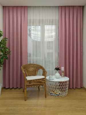 Pembe Düz Fon Perde 180cm En- Pembe