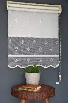 Halim Perdesan Dacuz-95 Beyaz Renk Etekli Veya Eteksiz Çift Mekanizmalı Tül Stor Perde