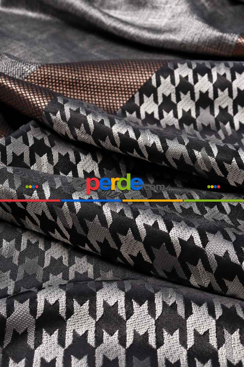 Yatak Odası Fon Perde - Carla Gri - Siyah Pano Fon Perde