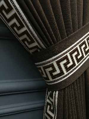 Saon Perdesi - Modern Bordürlü Salon Fon Perdesi İkon 2021 Elıte- Krem Açık