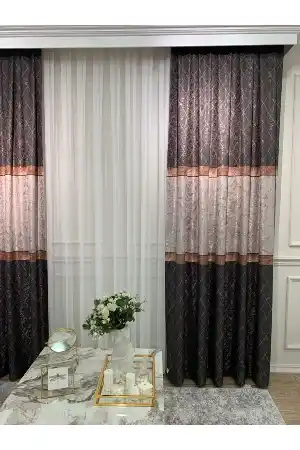 Yatak Odası - Brillant Fon Perde Yeni Moda Tasarım Renk Kanat Yan Perdeler Salon Misafir Odası Perde