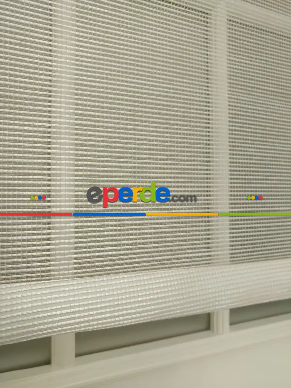 Bambu Tül Stor - Çiftli Sistem Tül Stor Perde (bamboo)- Krem