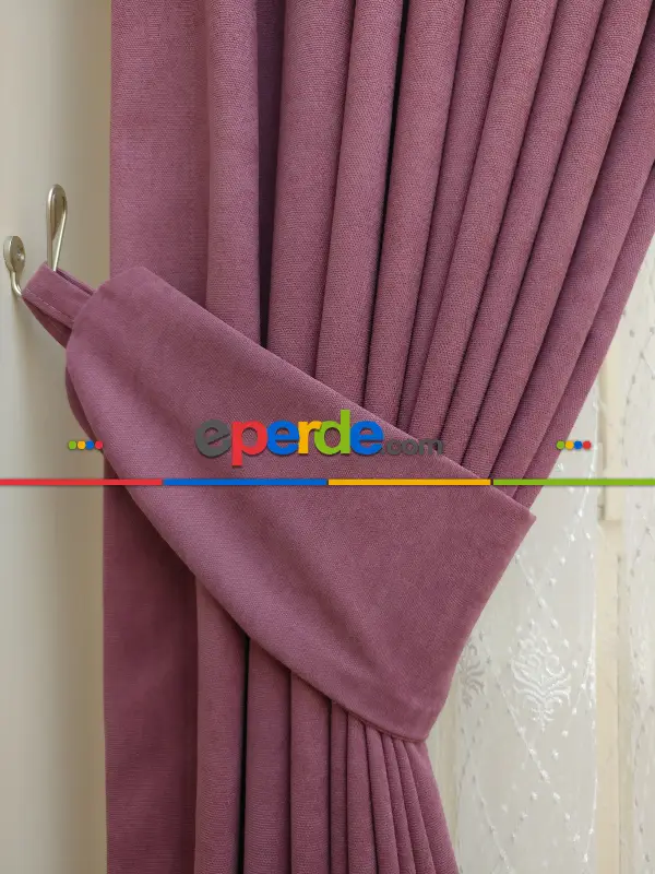 Salon Fon - Gül Kurusu - Düz Fon Perde (  Dökümlü Fon Perde)- Gül Kurusu