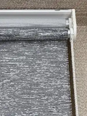 Gri Çiftli Sistem Tül Stor Perde, Standart Metal Kasalı Yüksek Kalite Kornişe Kolay Montaj Seçenekli