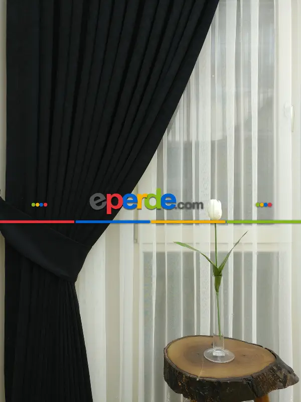 Bebek Odası - Siyah Düz Fon Perde 843