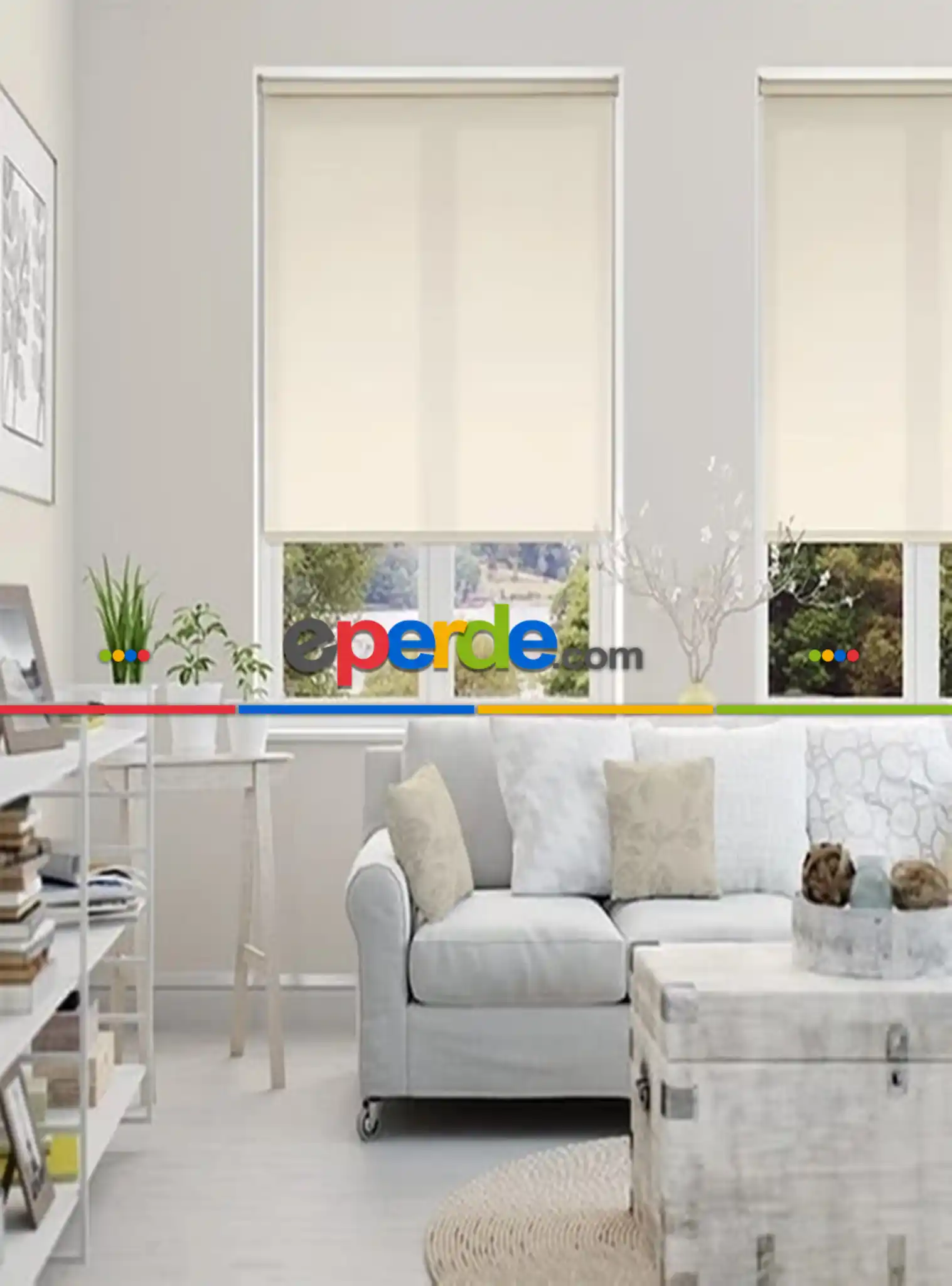 Brillant Krem Stor Perde- Krem