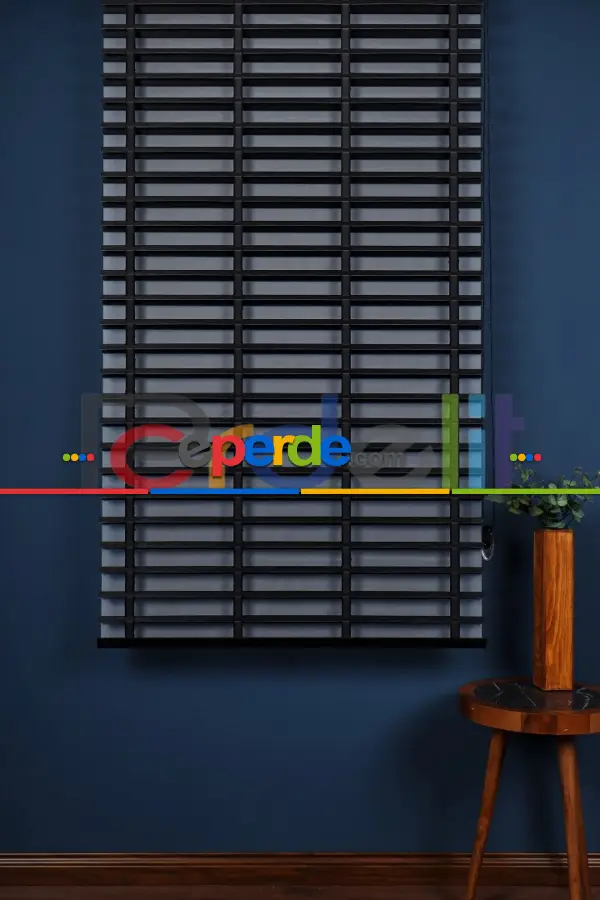 Siyah 50mm Silüet Kumaş Jaluzi Perde