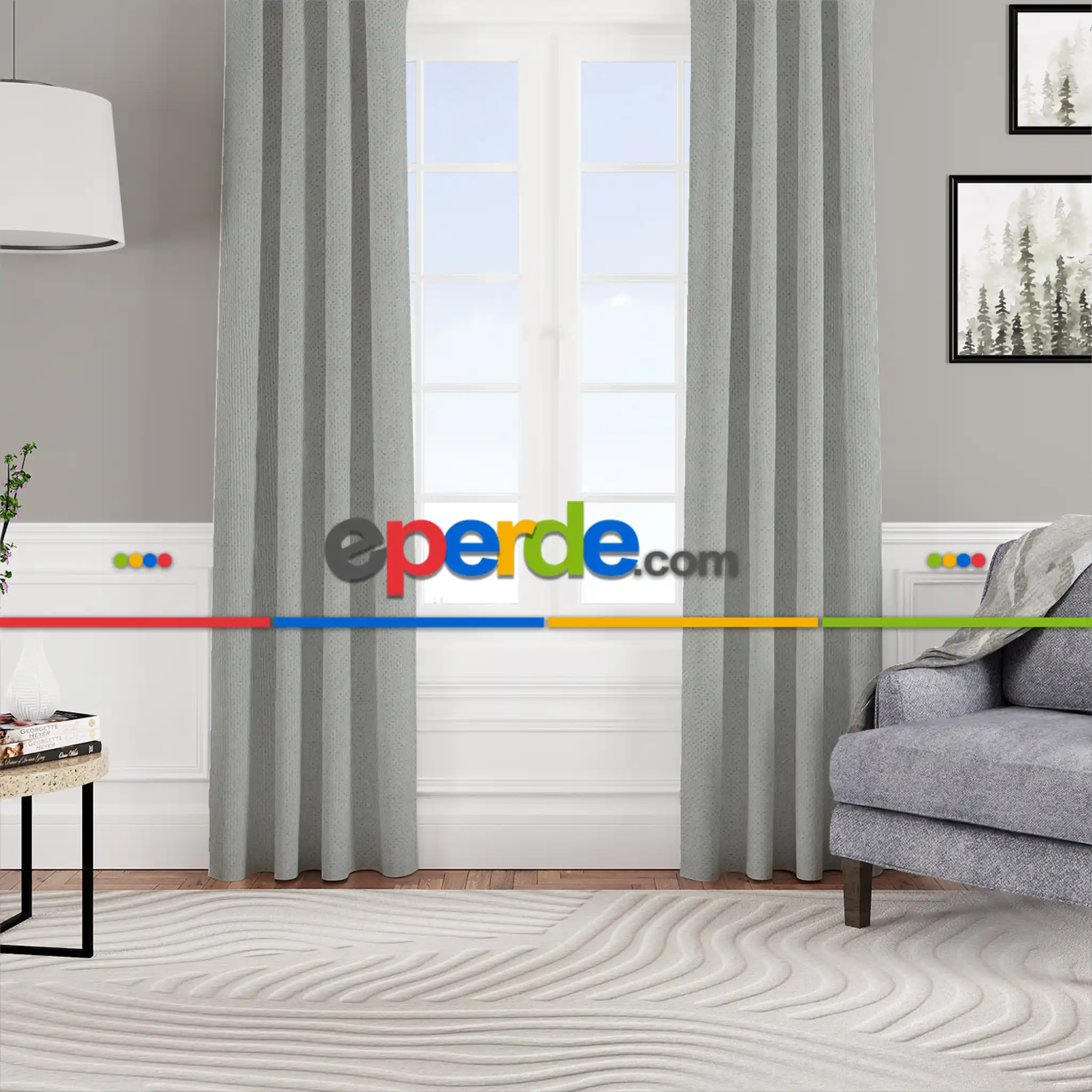 Salon - Kadife Dokulu Fon Perde Pilesiz Tek Kanat Taş Rengi