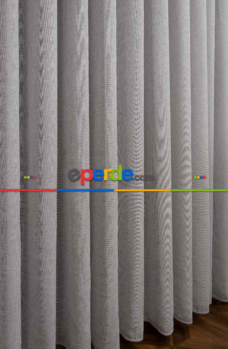 Natural Keten Tül Perde Gri - Kurşunlu Tül