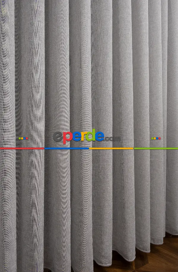 Natural Keten Tül Perde Gri