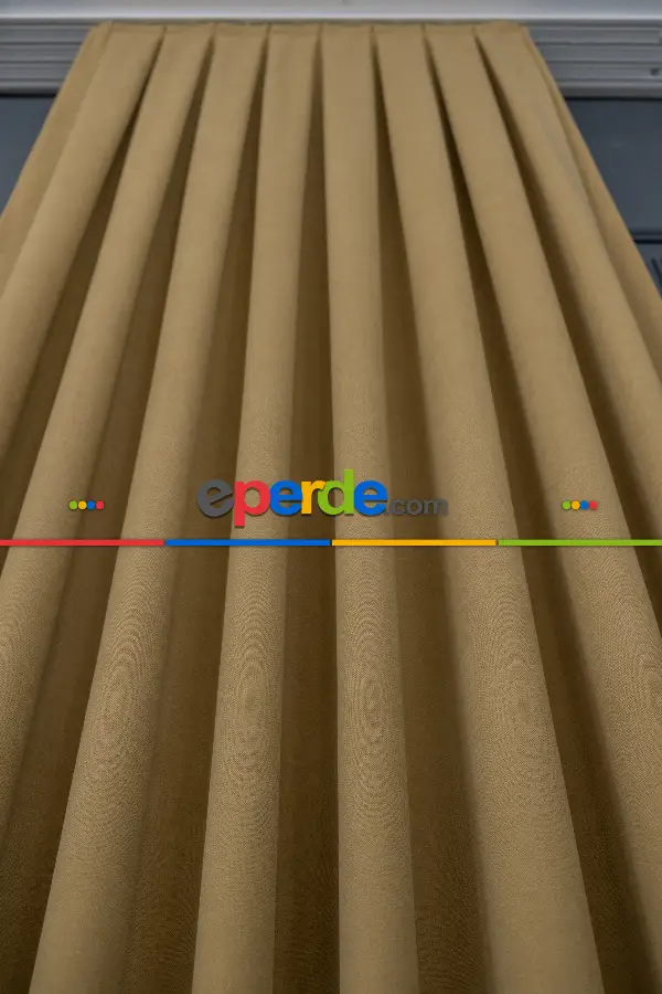 Bej Rengi Düz Fon Perde Dökümlü Fon Perde 12490