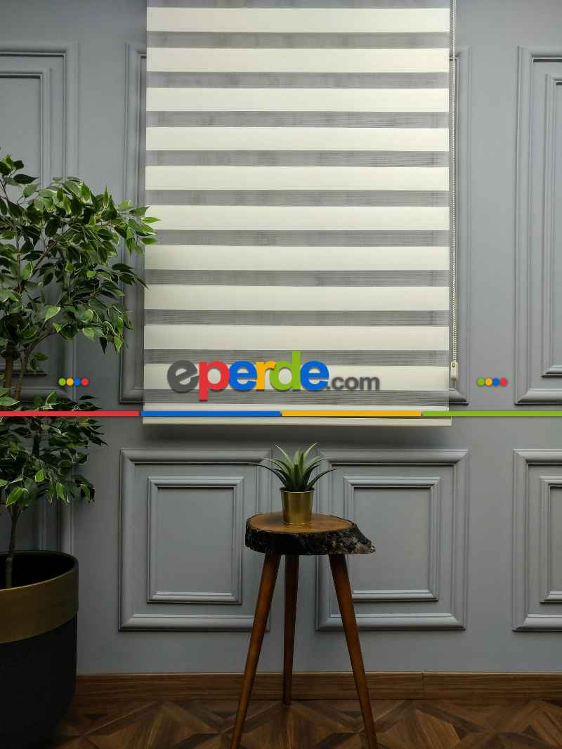 2025 Sezonu - Zebra Perde - Bambu Zebra Perde- Bej-krem Koyu