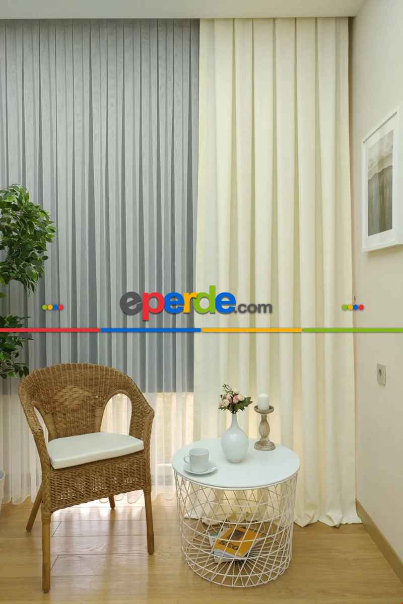 Soft Fon Perde Bej Kumaş Kanat Yan Perde- Bej