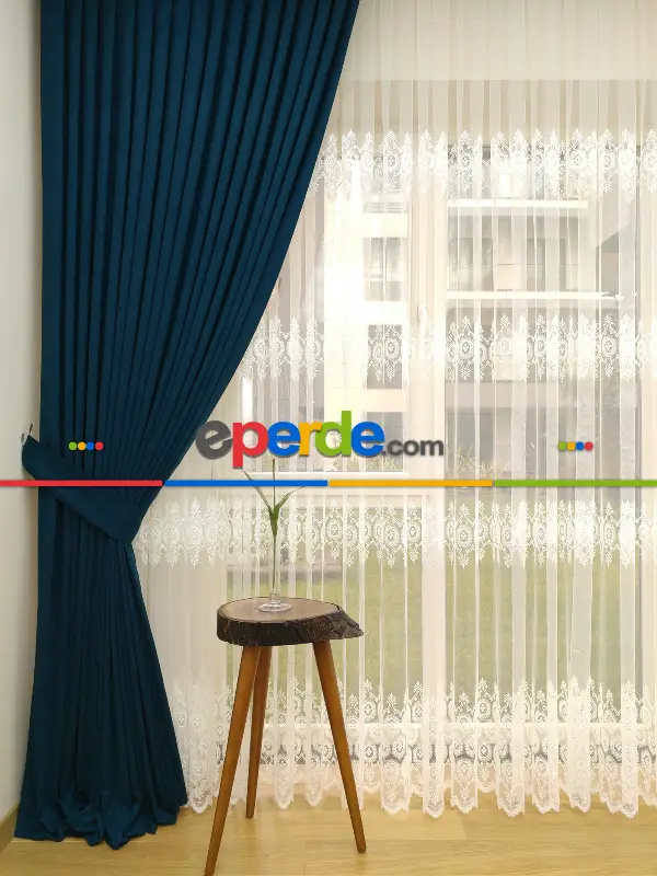 Petrol Yeşil Düz Sade Fon Perde Dökümlü ( Dökümlü Fon- Yeşil Koyu Yeşil-petrol Mavisi