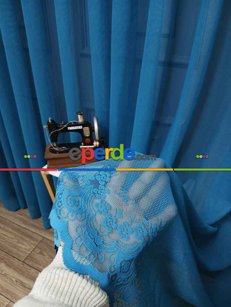 Taç Cemre Düz Örme Petrol Kırışmaz Ütü İstemez Tül Perde