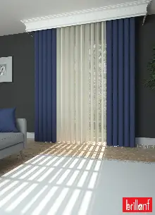 Brillant Akıllı Tül Perde Koyu Mavi Renkli Tül Dikey Zebra Perde Düz 1. Kalite