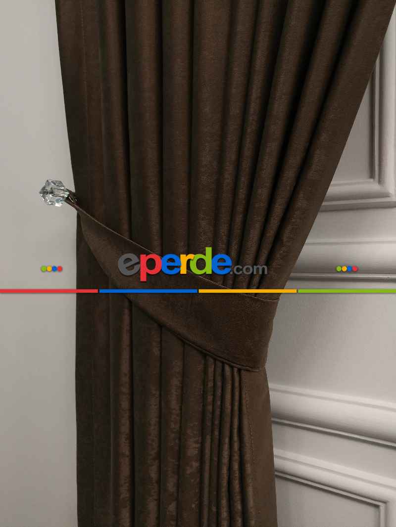 Salon - Soft Fon Perde Sütlü Kahve Dökümlü En - Sütlü Kahve