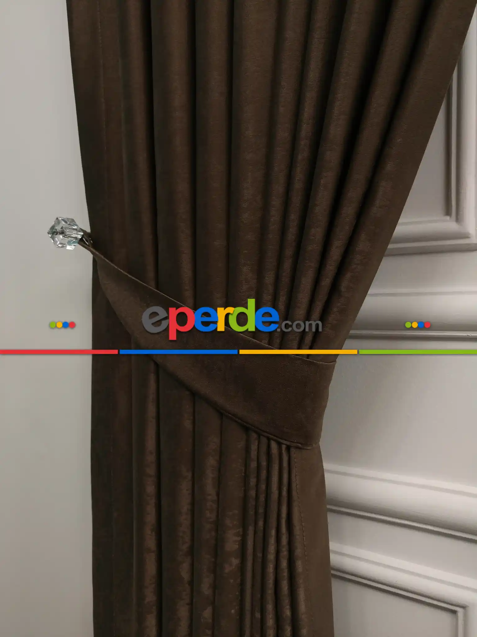 Salon - Soft Fon Perde Sütlü Kahve Dökümlü En - Sütlü Kahve