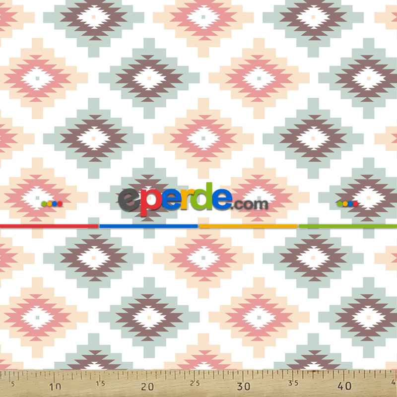 Etnik Desenli Fon Perde Evm233-4 Kumaşı Kalındır Duck Bezi Değildir- Beyaz-Krem-Pembe-Mavi Açık-Gül Kurusu