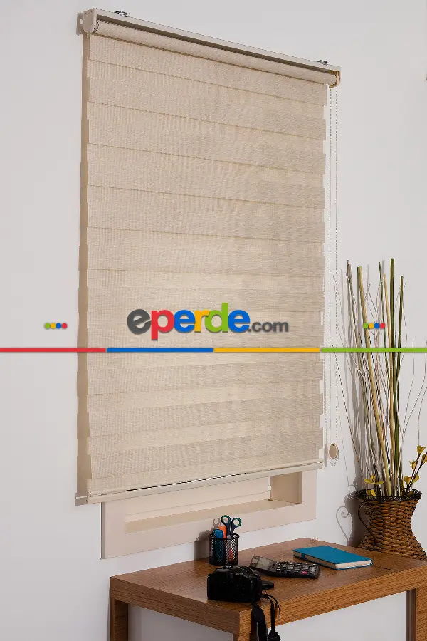 Krem Bambu Zebra Perde- Krem