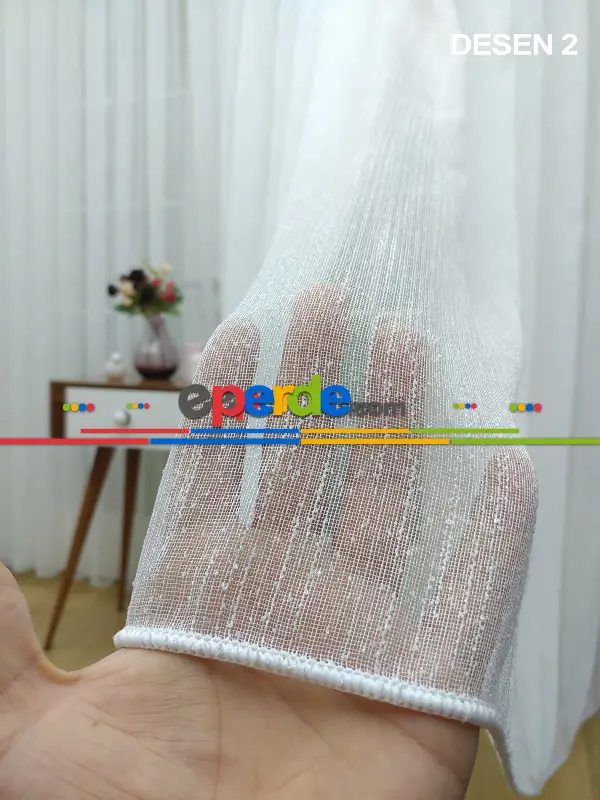 Düz Tül Perde 4 Farklı Desen %35 Extra İndirim Sınırlı Stok- Ekru - Kurşunlu Tül