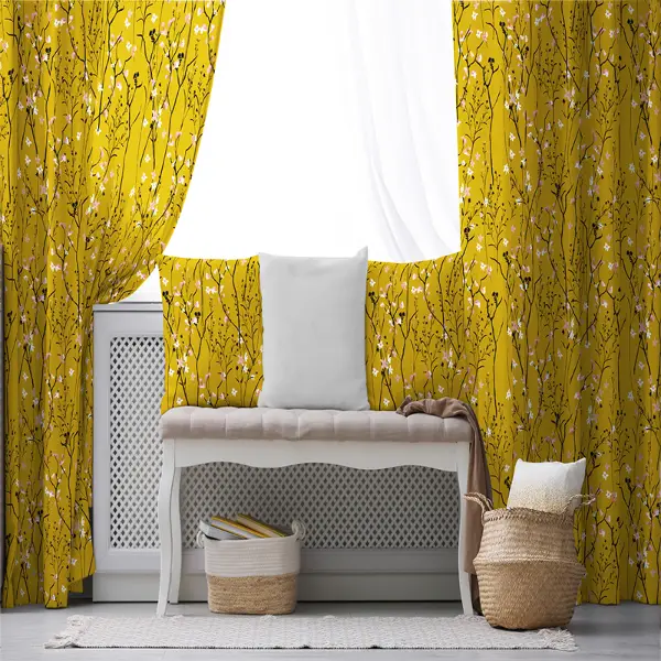 Etnik Fon Perde Evim1526 Kumaşı Kalındır Duck Bezi Değildir- Mavi-beyaz