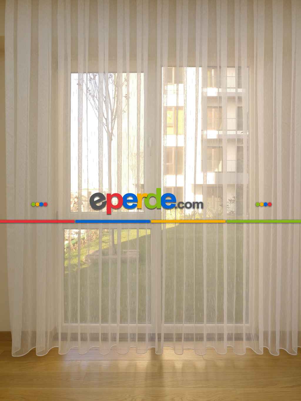 #üreticifirma Damla Çizgili Tül Perde 1.kalite- Ekru - Kurşunlu Tül