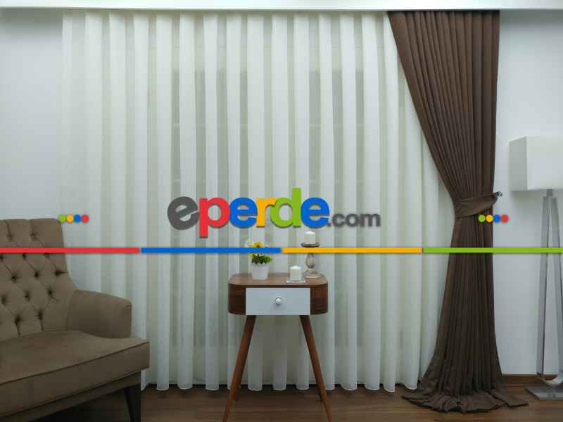 Mutfak - Krem - Keten Tül Perde- Krem Açık