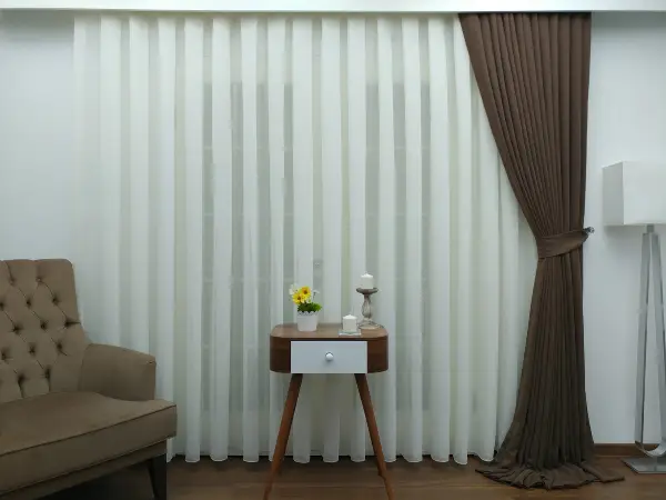 Salon Tül Perde - Koyu Krem - Keten Tül Perde- Krem Açık